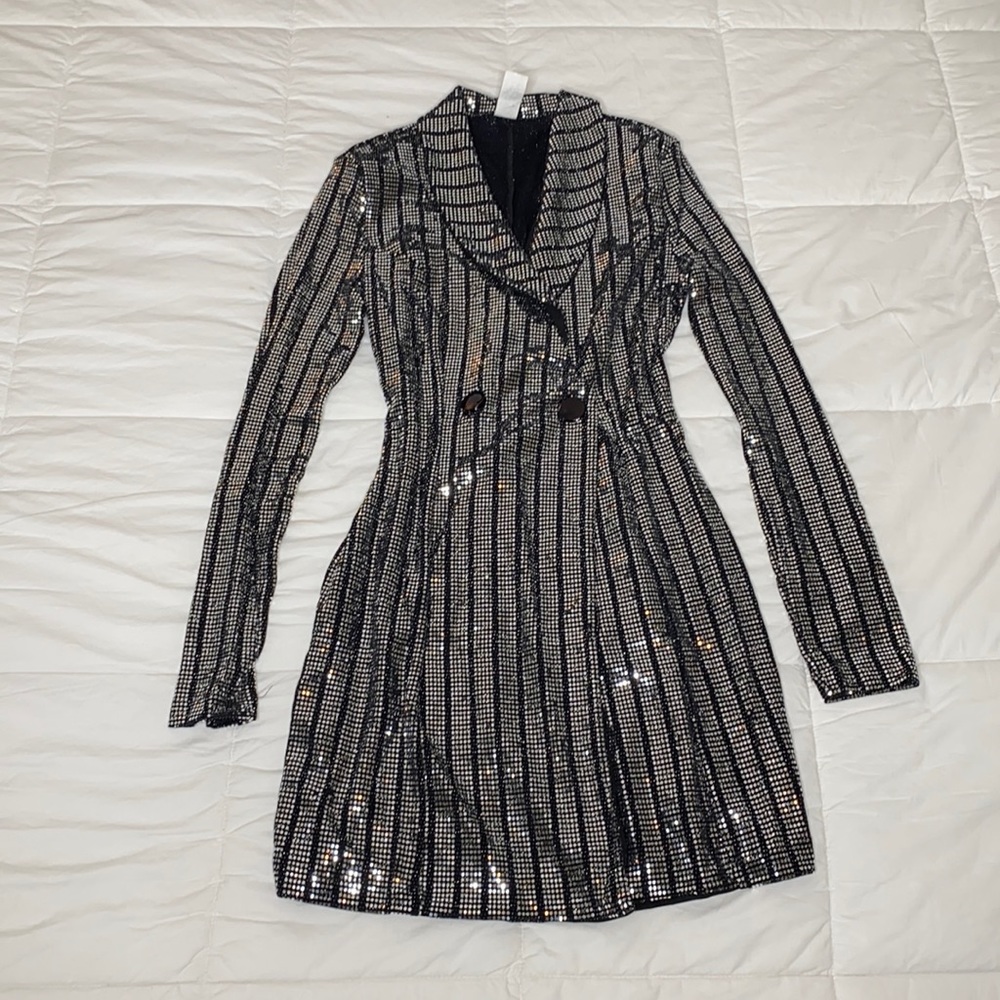 Sequin mini blazer dress - Silver